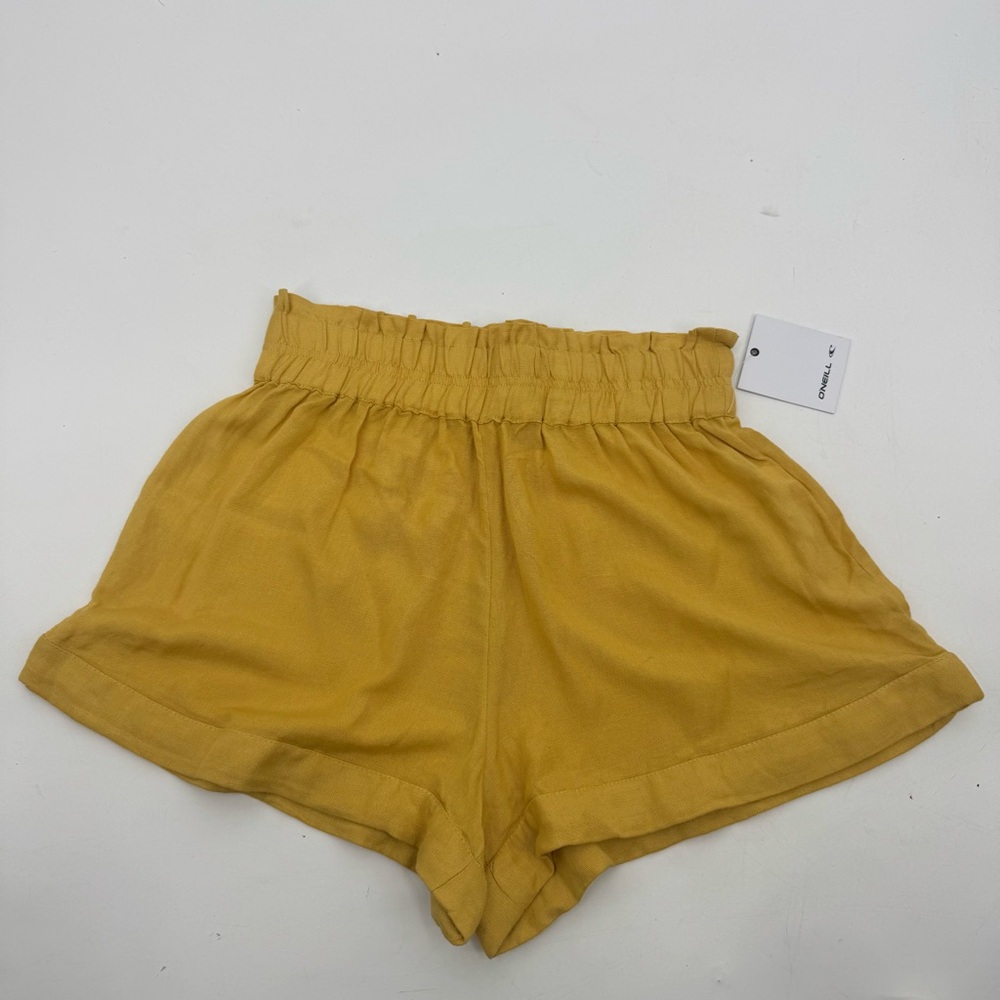 NWT O'Neill Carla Cotton Gauze High Rise Pull On Shorts Mustard Yellow